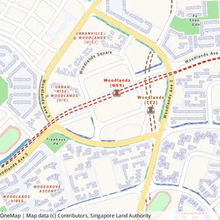 Map showing the area around Causeway Point & Woodlands Civic Centre.
