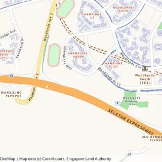 Map showing the area around Singapore Sports School.