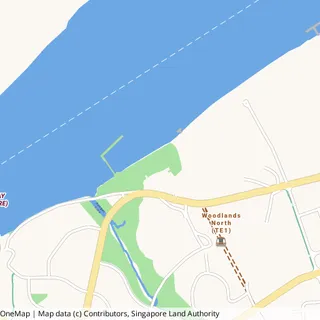 Map showing the area around Woodlands Waterfront Park.